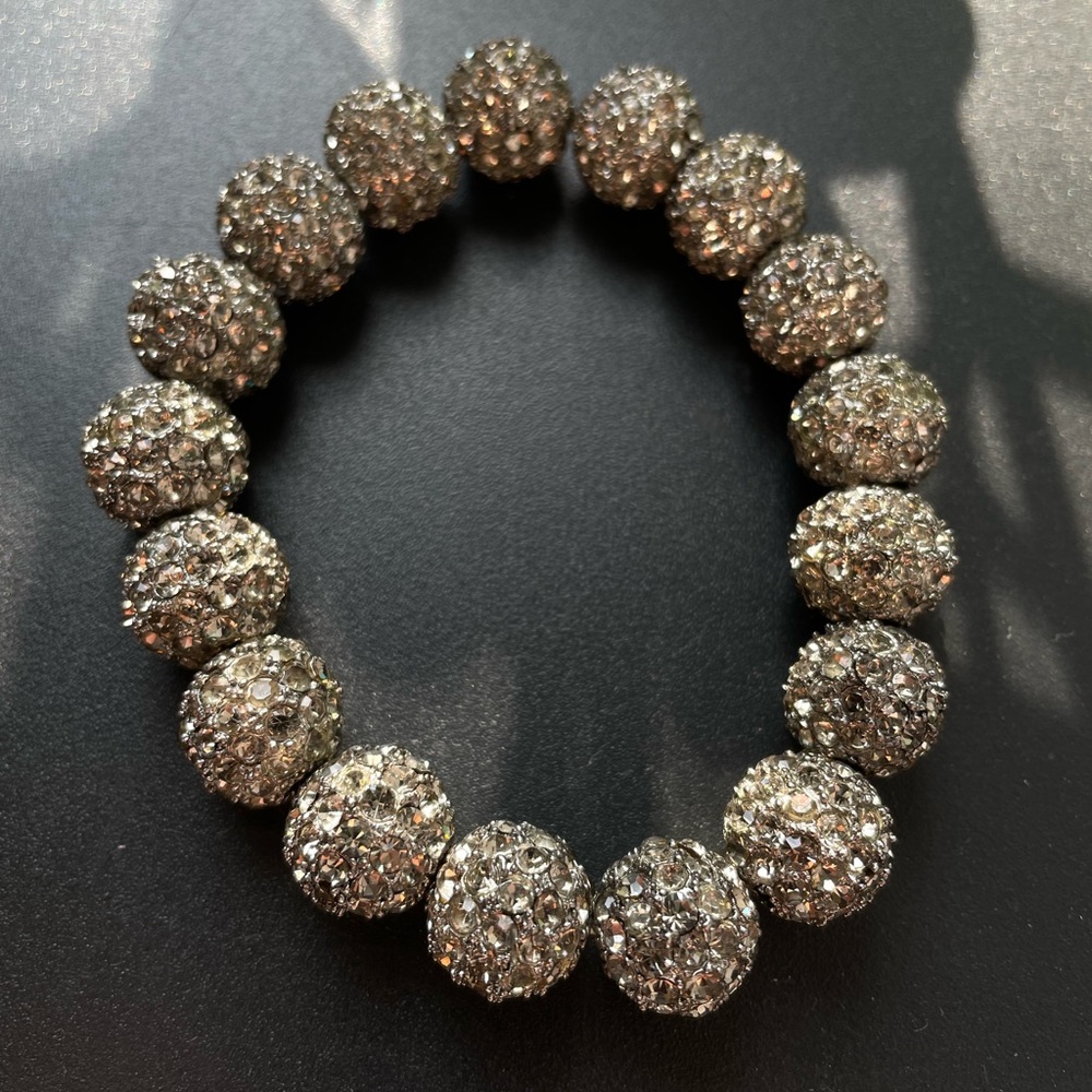 Smoky stretch pave crystal bead bracelet